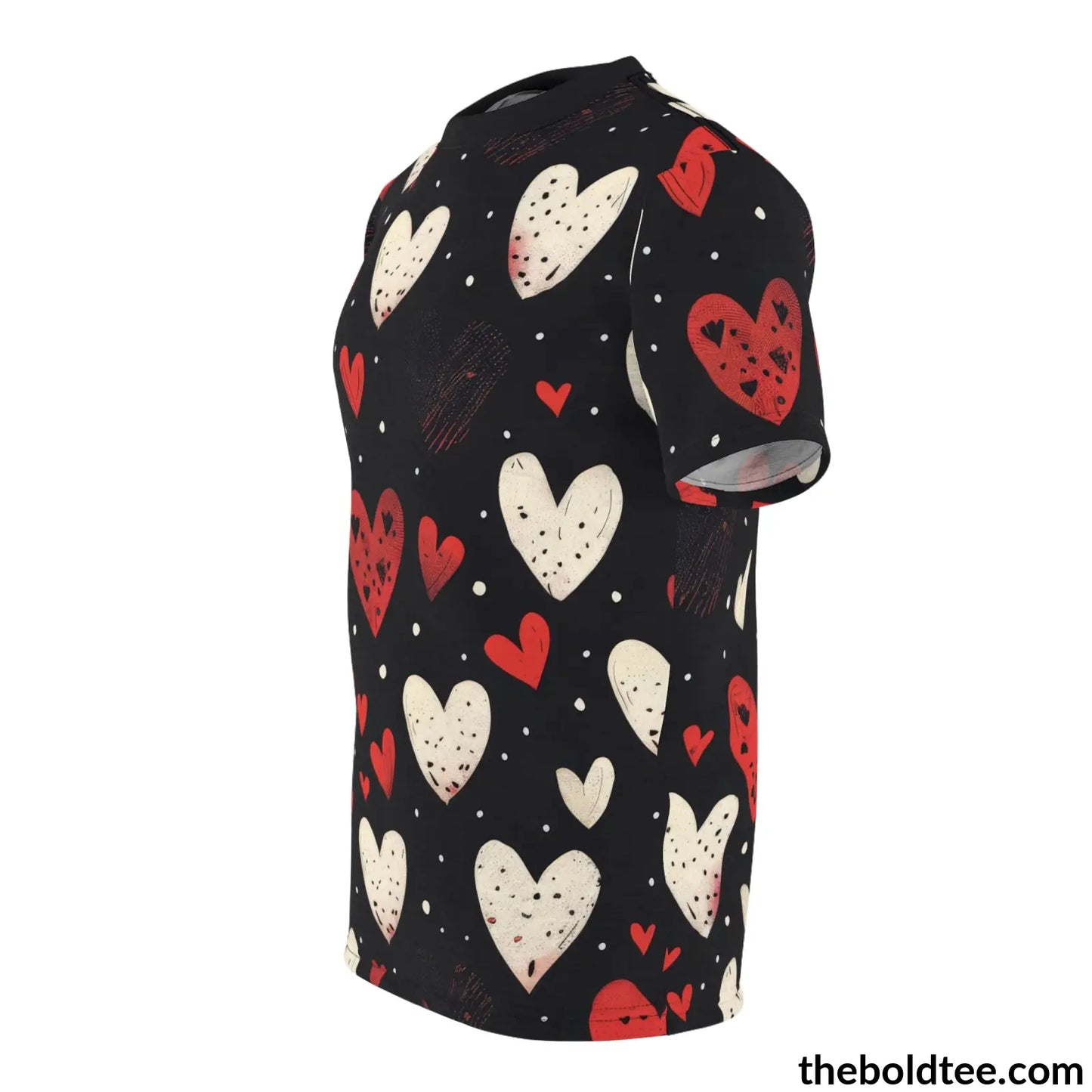 Romantic Hearts Tee - Premium All Over Print Crewneck Shirt Prints