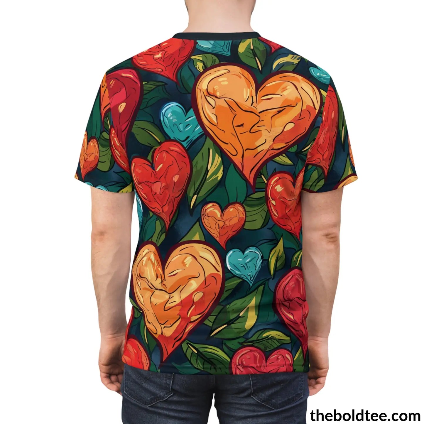 Romantic Hearts Tee - Premium All Over Print Crewneck Shirt Prints