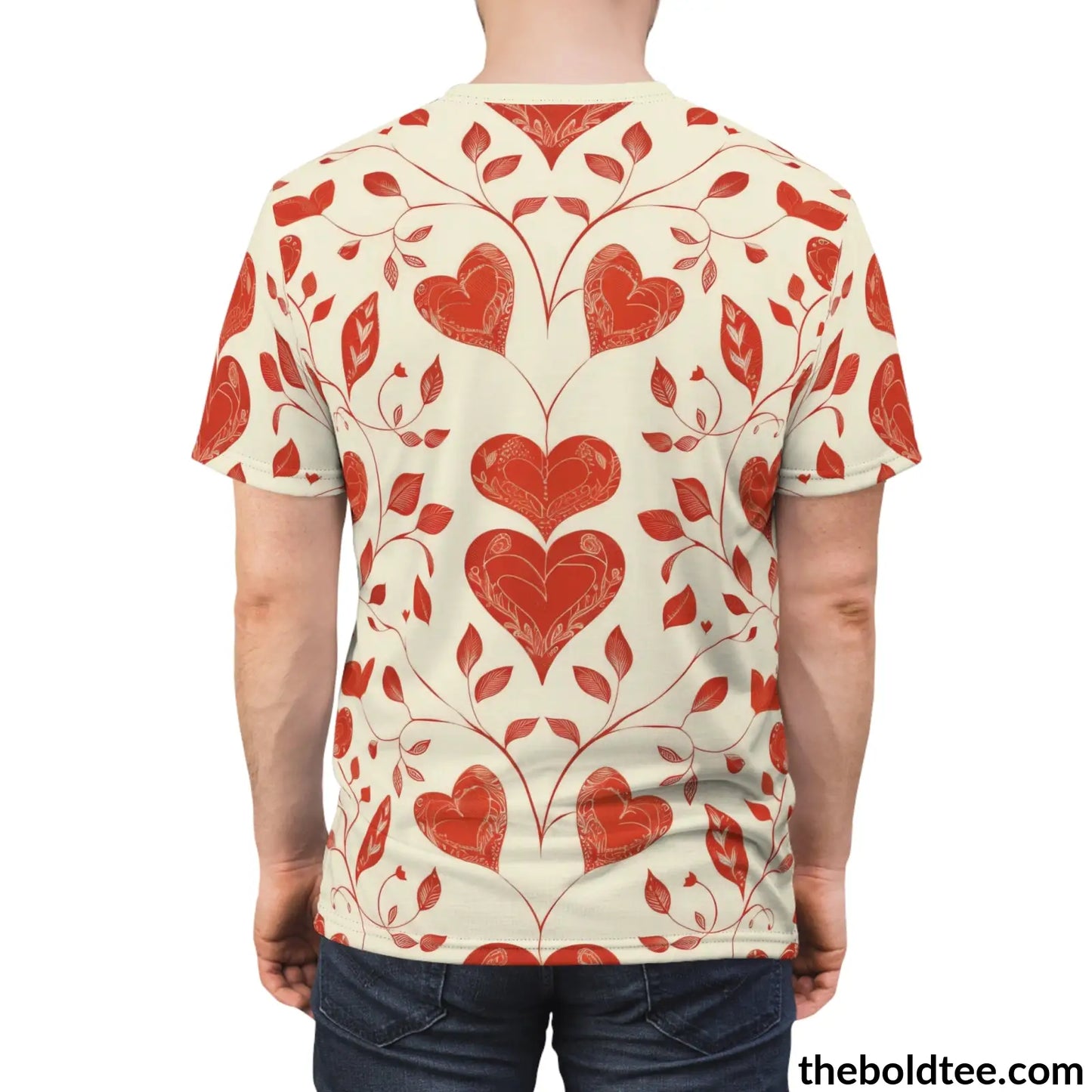 Romantic Hearts Tee - Premium All Over Print Crewneck Shirt Prints