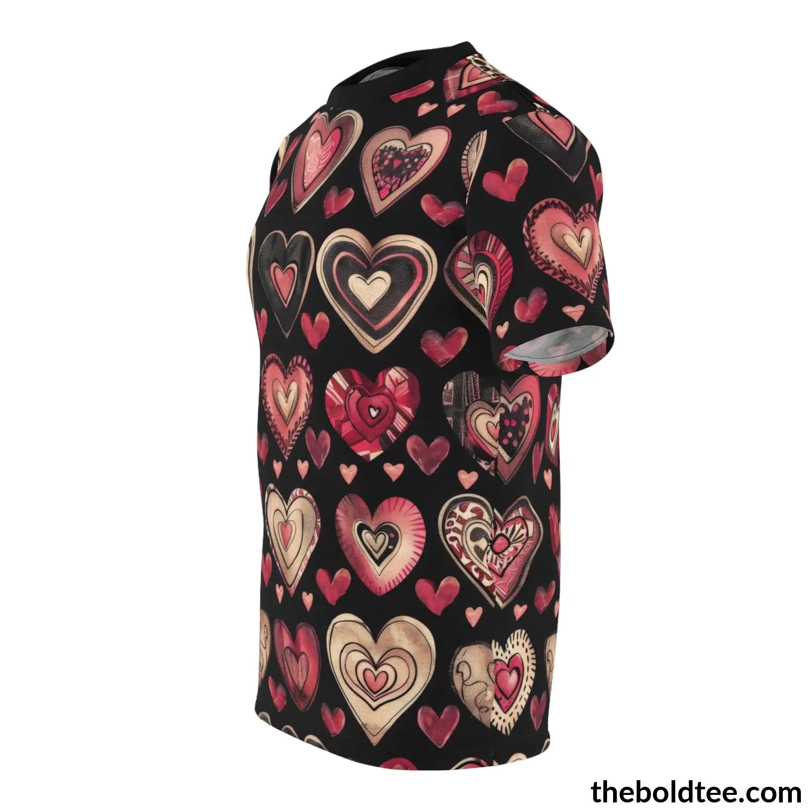 Romantic Hearts Tee - Premium All Over Print Crewneck Shirt Prints