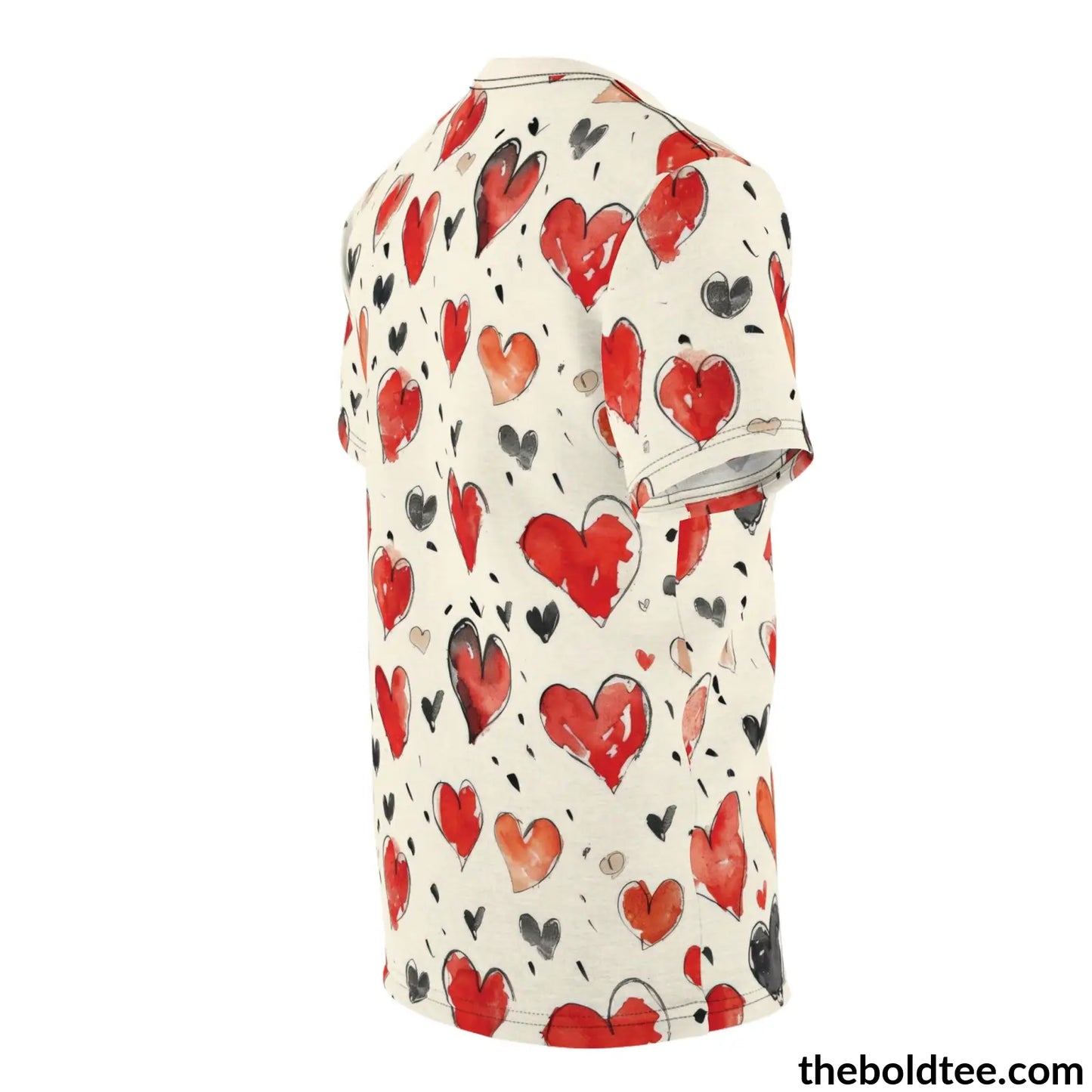 Romantic Hearts Tee - Premium All Over Print Crewneck Shirt Prints