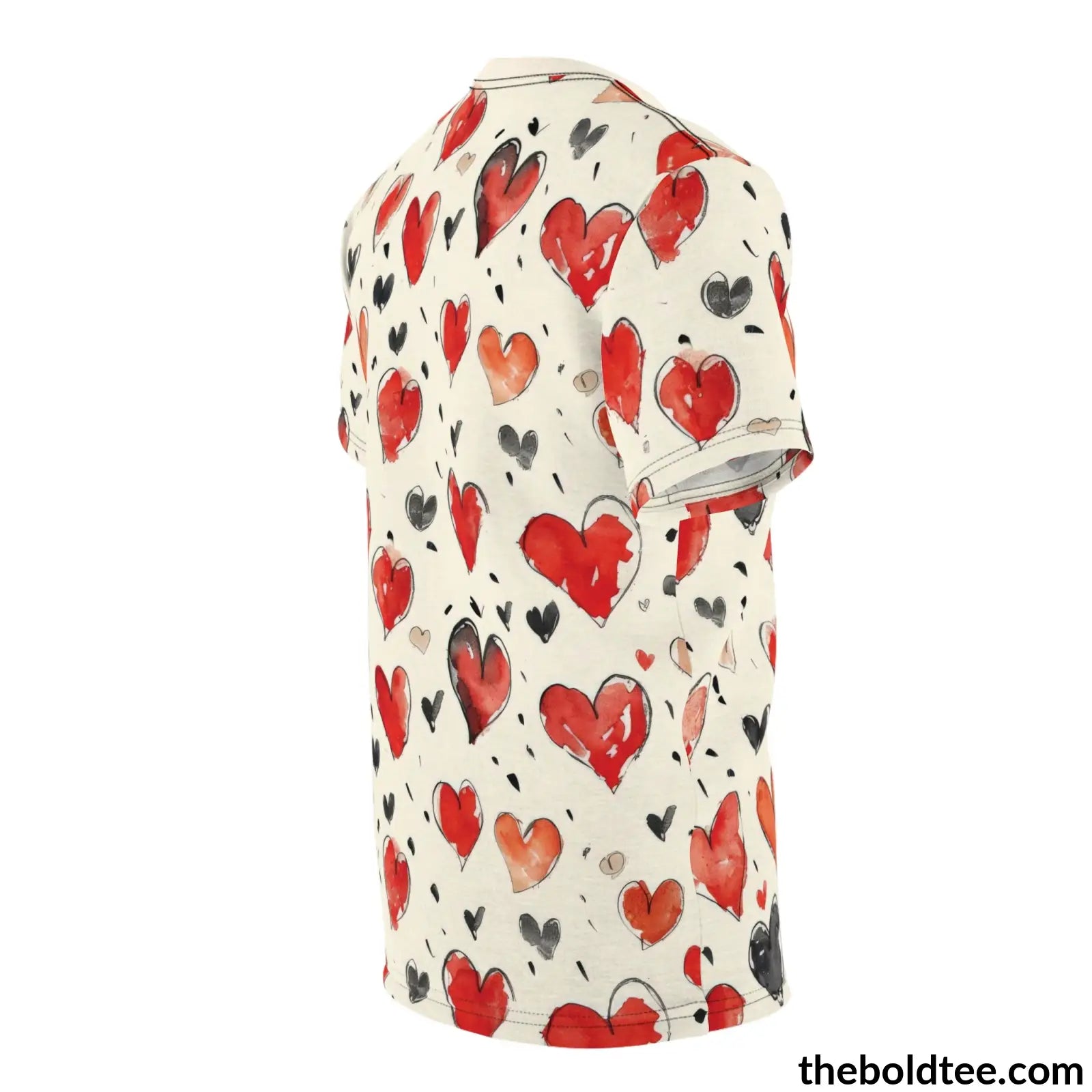 Romantic Hearts Tee - Premium All Over Print Crewneck Shirt Prints