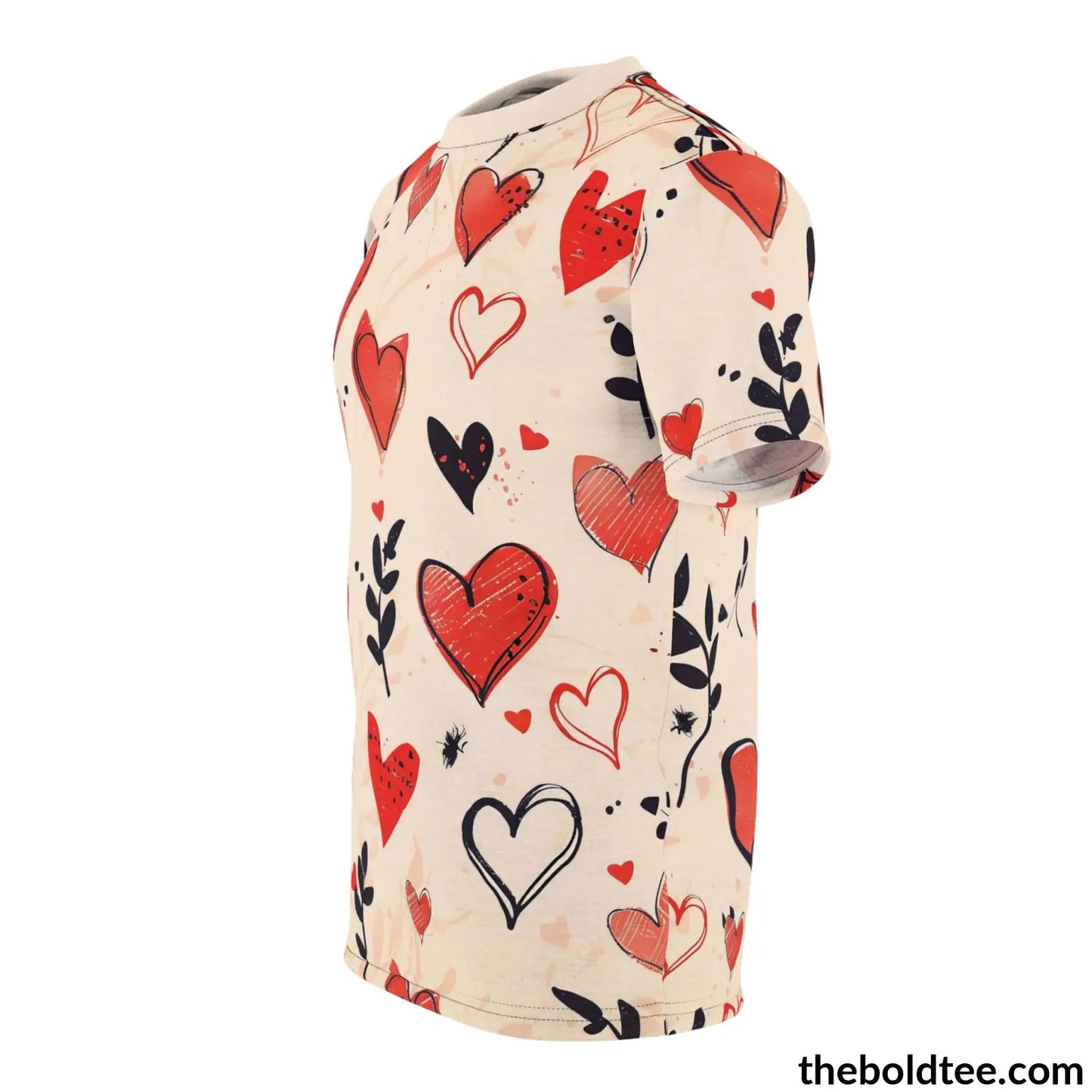 Romantic Hearts Tee - Premium All Over Print Crewneck Shirt Prints