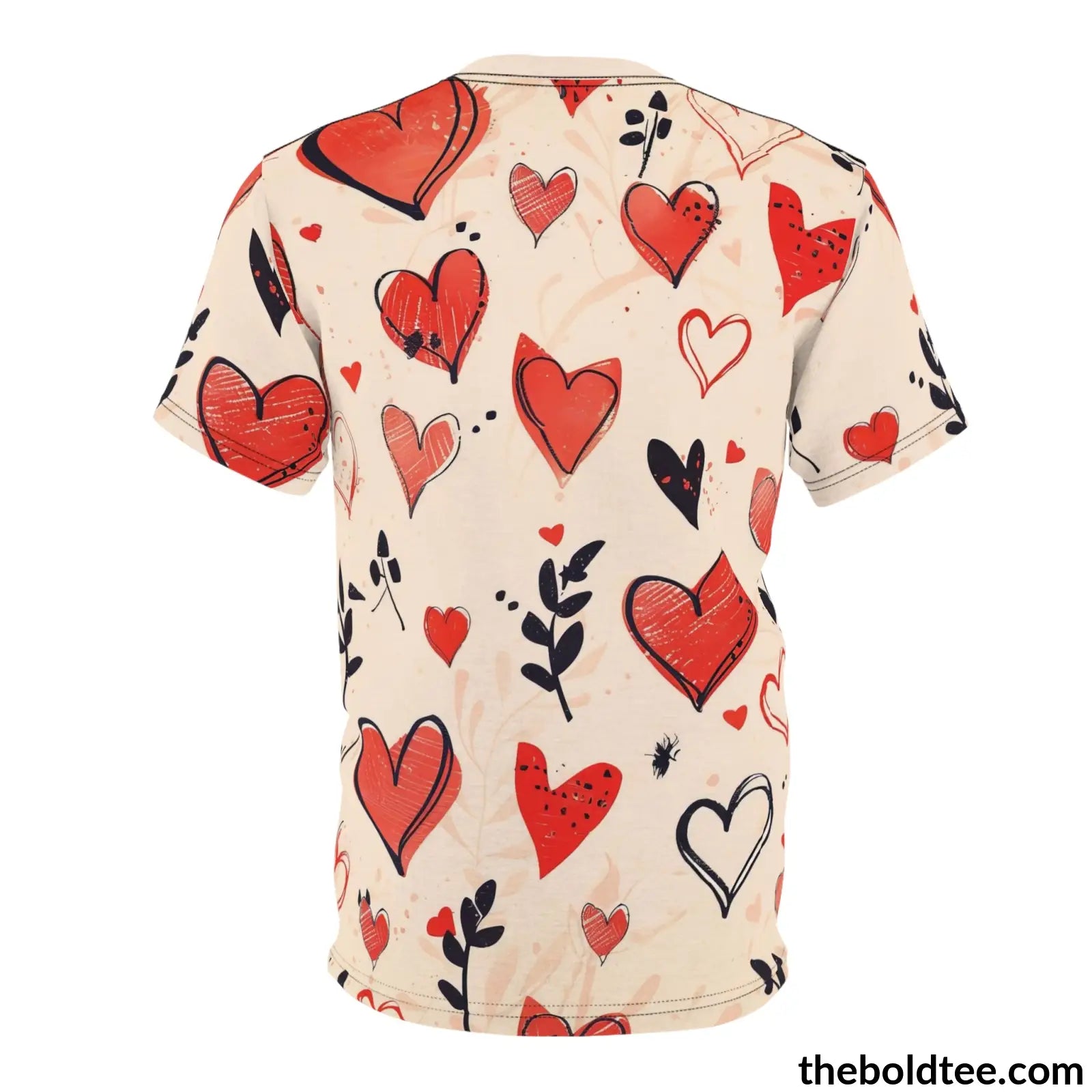 Romantic Hearts Tee - Premium All Over Print Crewneck Shirt Prints