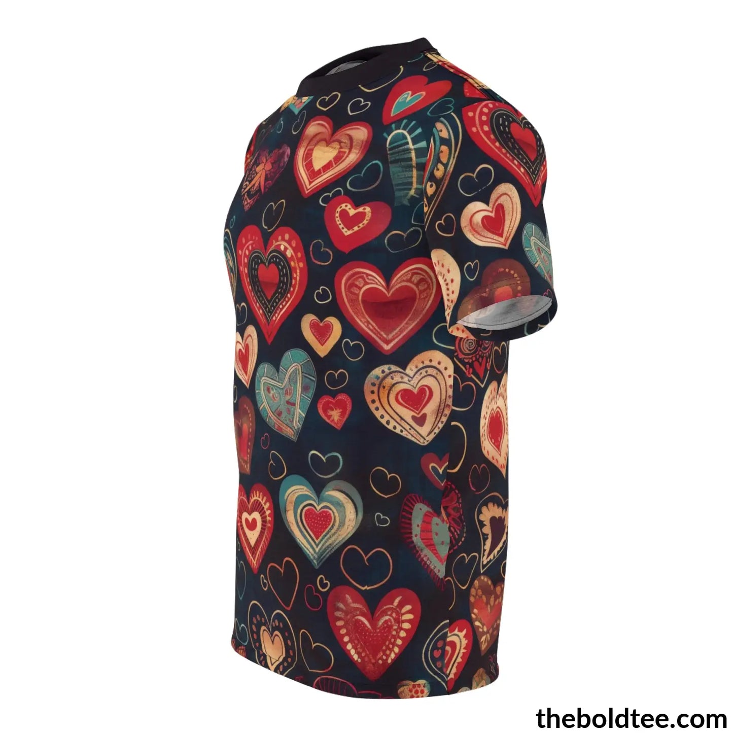 Romantic Hearts Tee - Premium All Over Print Crewneck Shirt Prints