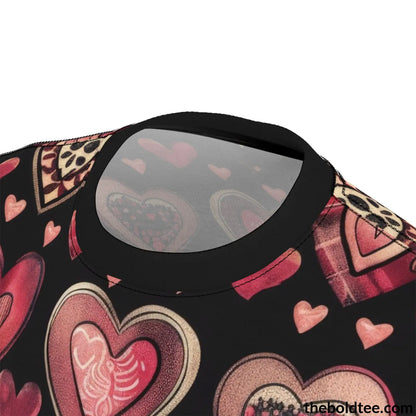 Romantic Hearts Tee - Premium All Over Print Crewneck Shirt Prints