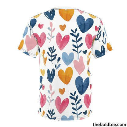 Romantic Hearts Tee - Premium All Over Print Crewneck Shirt Prints