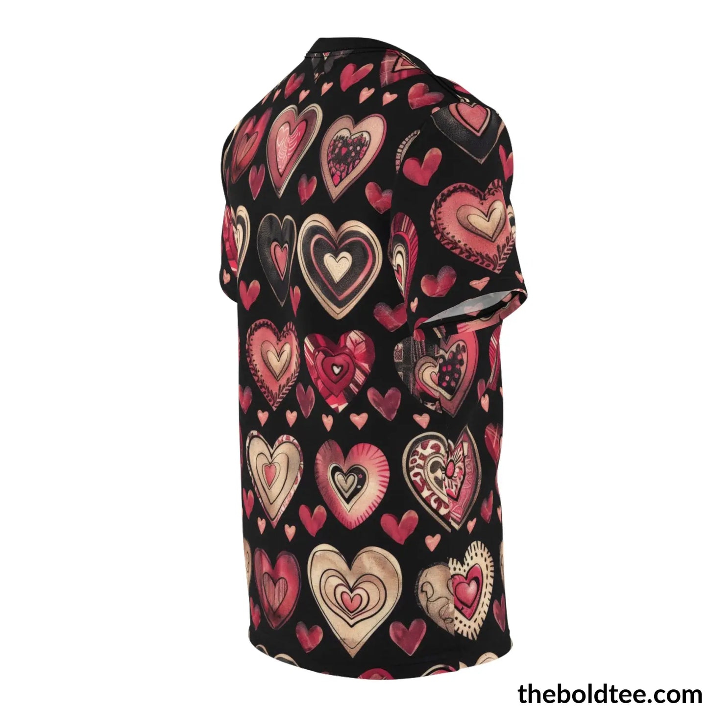 Romantic Hearts Tee - Premium All Over Print Crewneck Shirt Prints