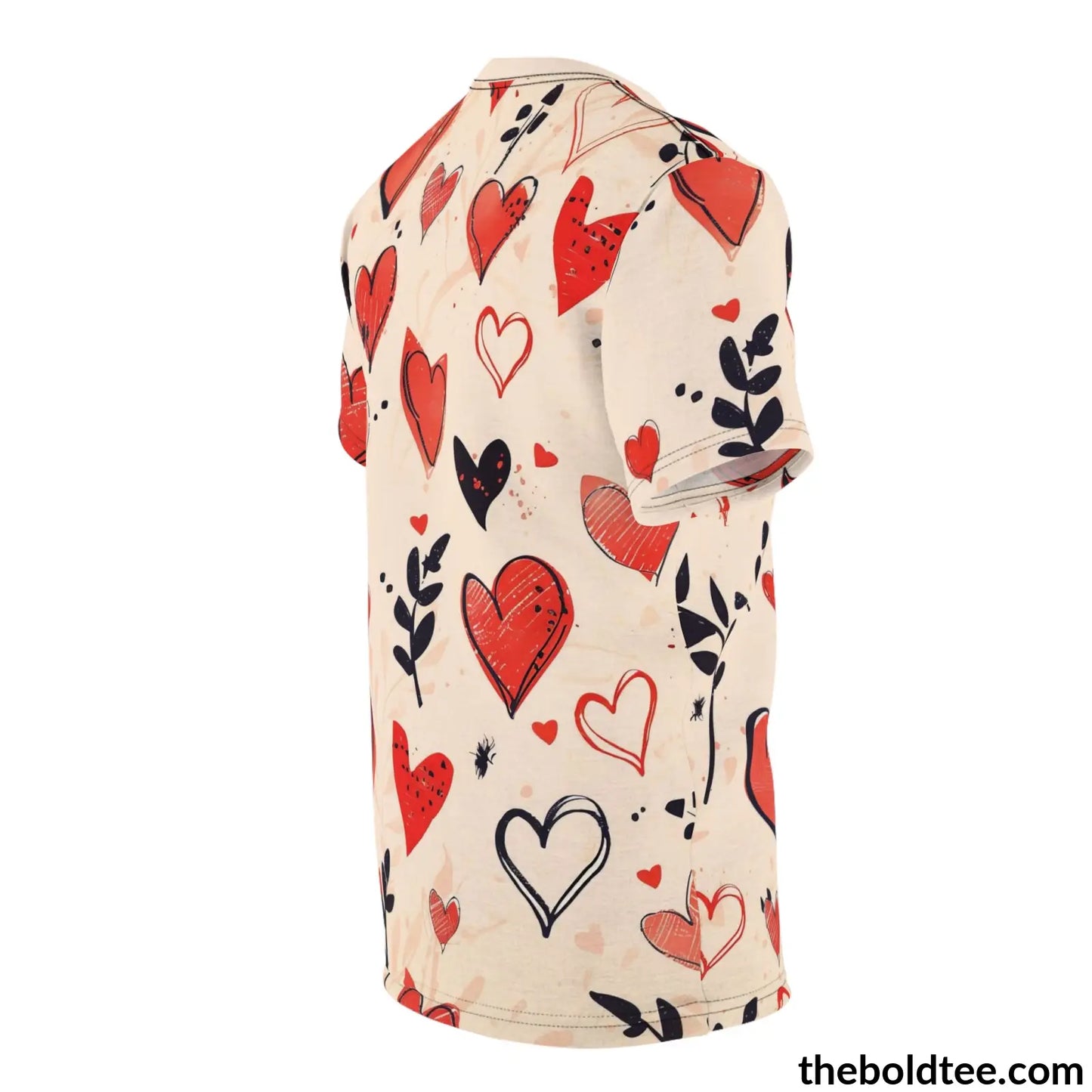 Romantic Hearts Tee - Premium All Over Print Crewneck Shirt Prints