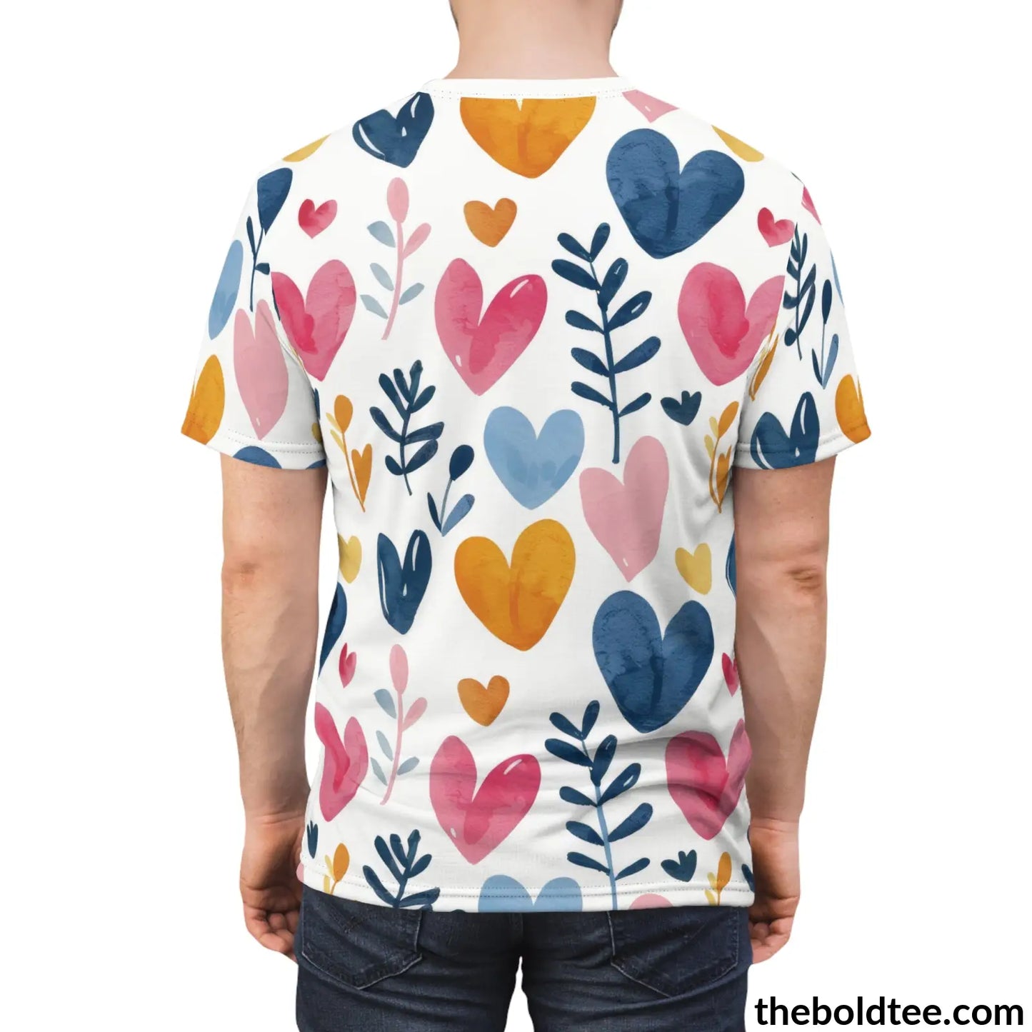 Romantic Hearts Tee - Premium All Over Print Crewneck Shirt Prints