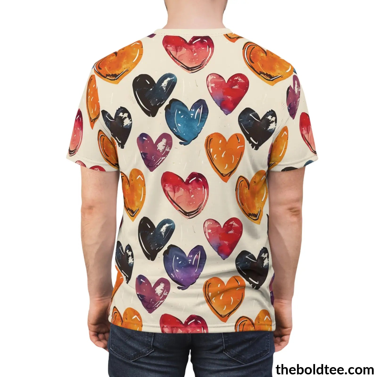 Romantic Hearts Tee - Premium All Over Print Crewneck Shirt Prints