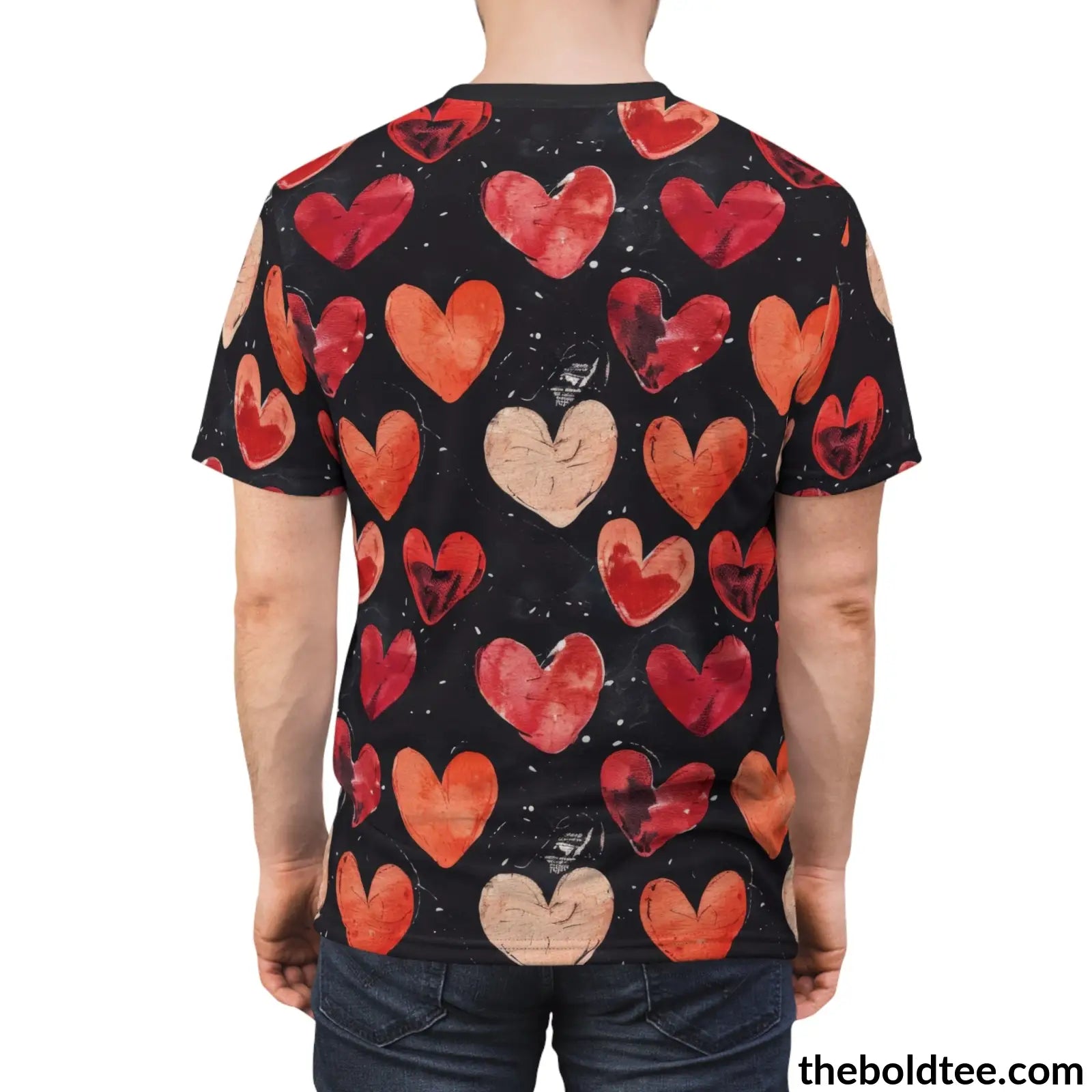 Romantic Hearts Tee - Premium All Over Print Crewneck Shirt Prints