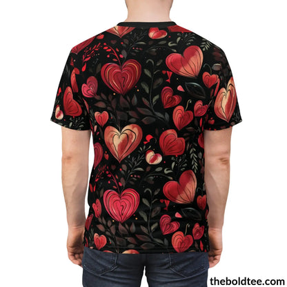 Romantic Hearts Tee - Premium All Over Print Crewneck Shirt Prints