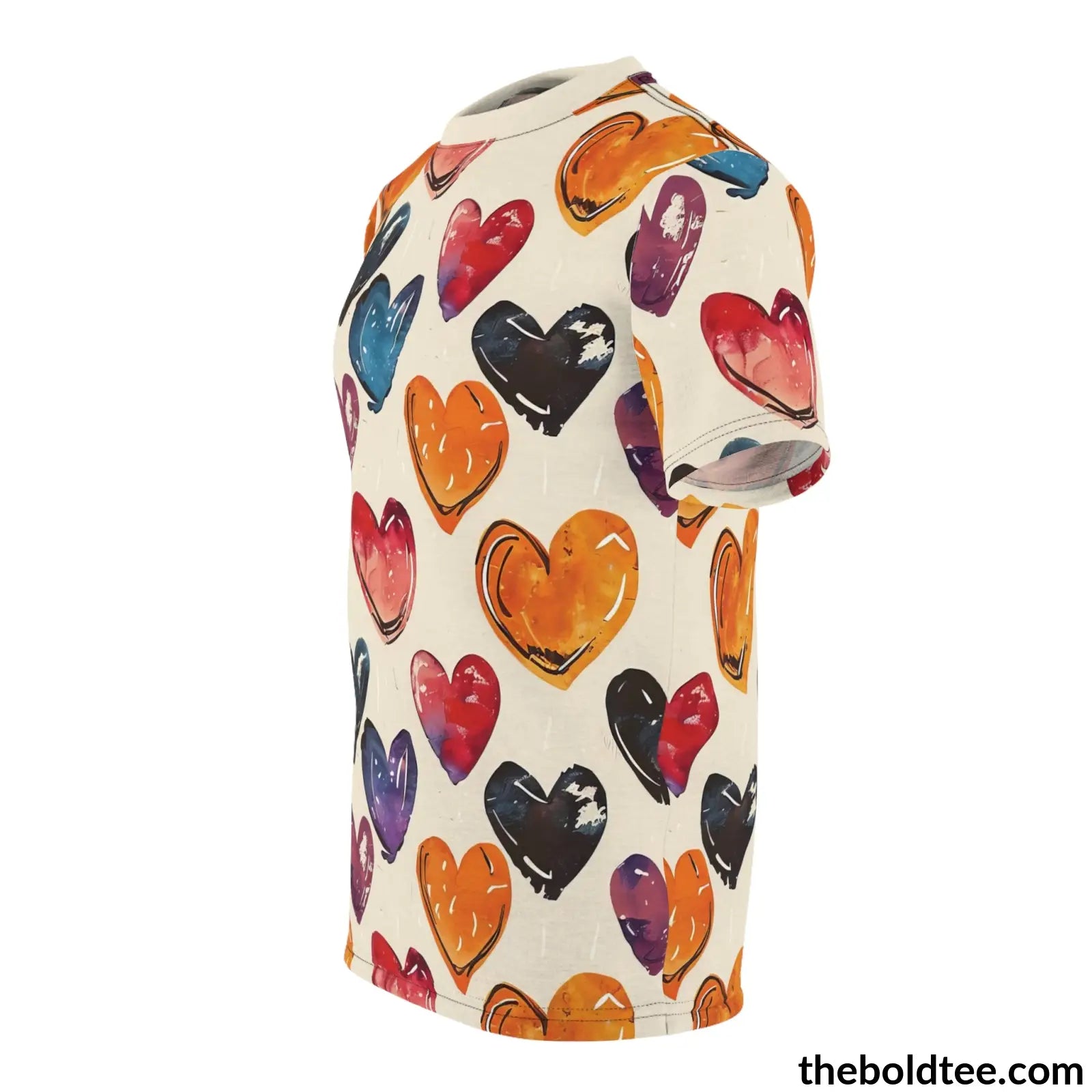 Romantic Hearts Tee - Premium All Over Print Crewneck Shirt Prints