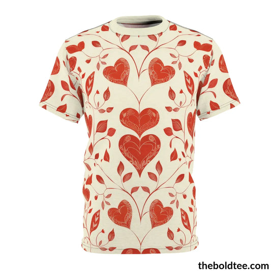 Romantic Hearts Tee - Premium All Over Print Crewneck Shirt S Prints