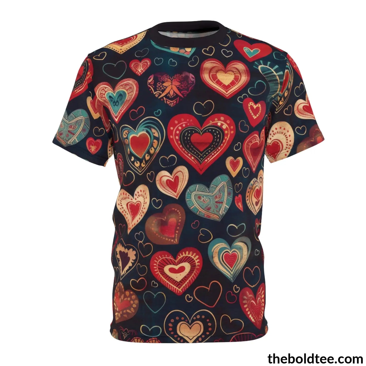 Romantic Hearts Tee - Premium All Over Print Crewneck Shirt S Prints