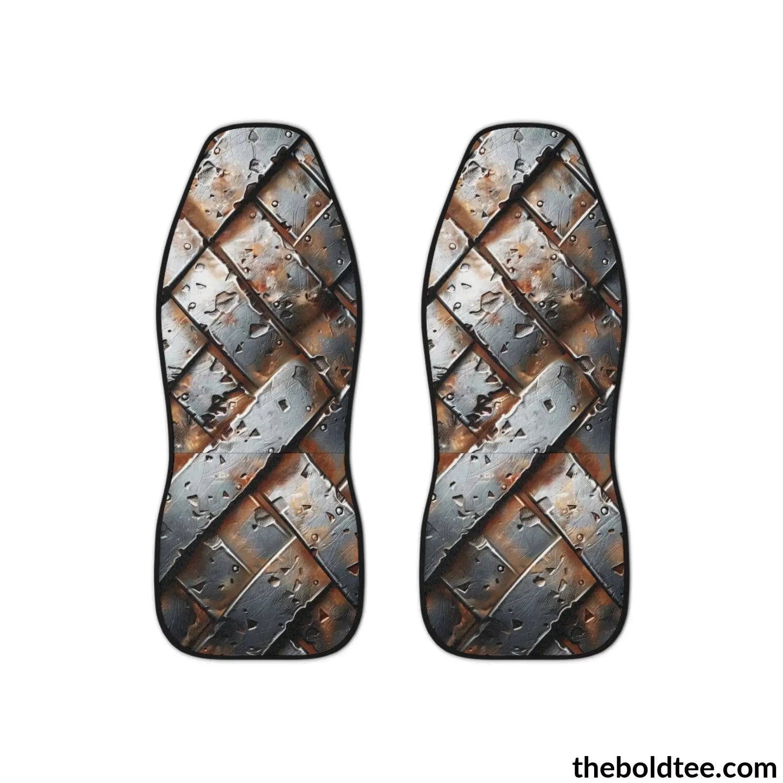 Rugged Steel Armor Print Car Seat Covers (2 Pcs.) All Over Prints