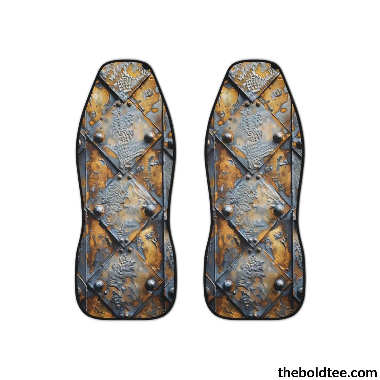 Rugged Steel Armor Print Car Seat Covers (2 Pcs.) All Over Prints