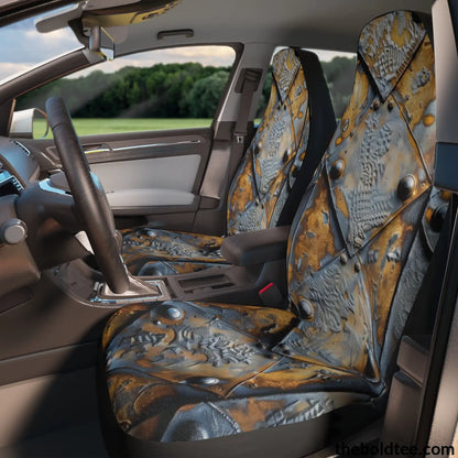 Rugged Steel Armor Print Car Seat Covers (2 Pcs.) All Over Prints