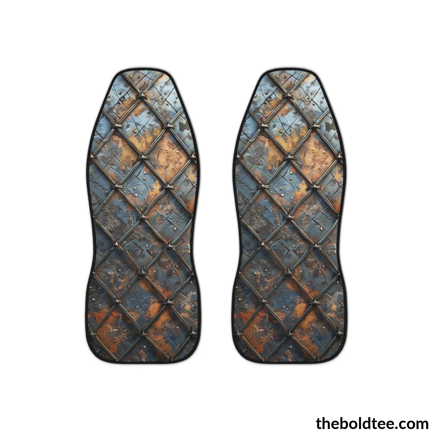 Rugged Steel Armor Print Car Seat Covers (2 Pcs.) All Over Prints