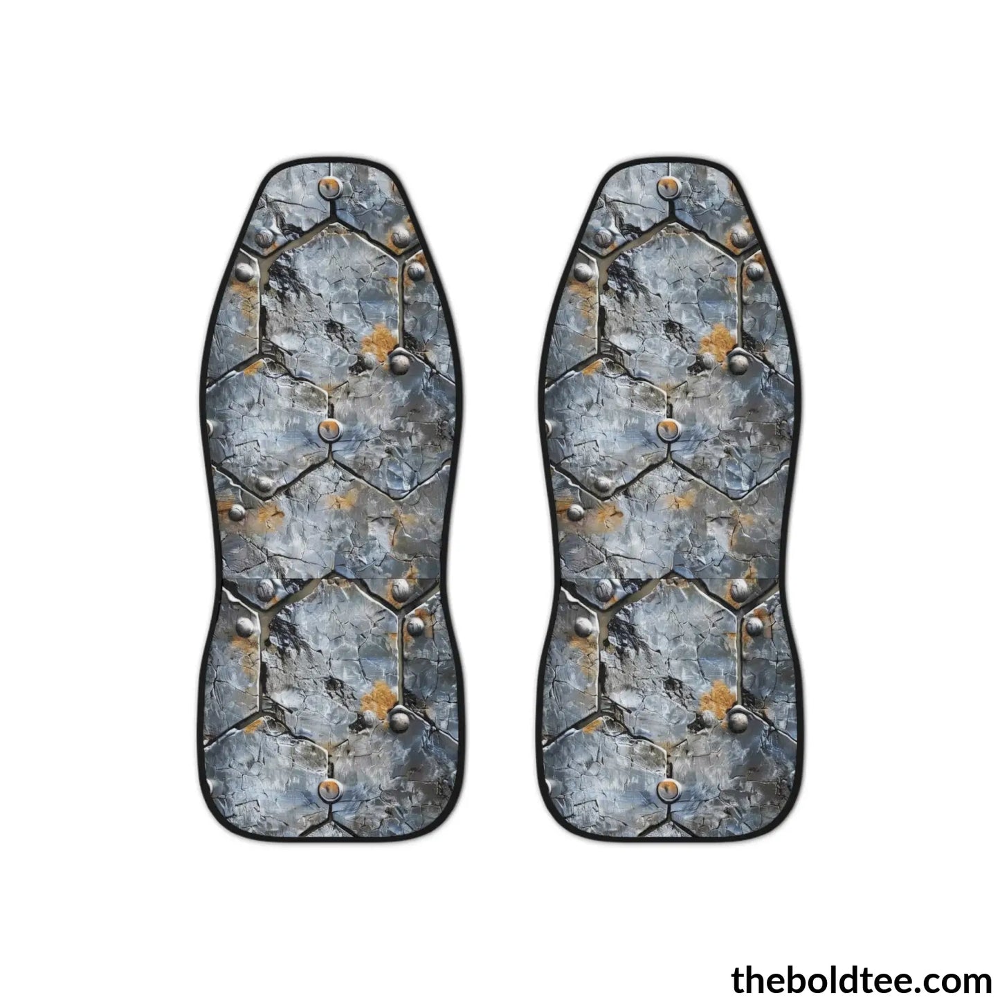 Rugged Steel Armor Print Car Seat Covers (2 Pcs.) All Over Prints