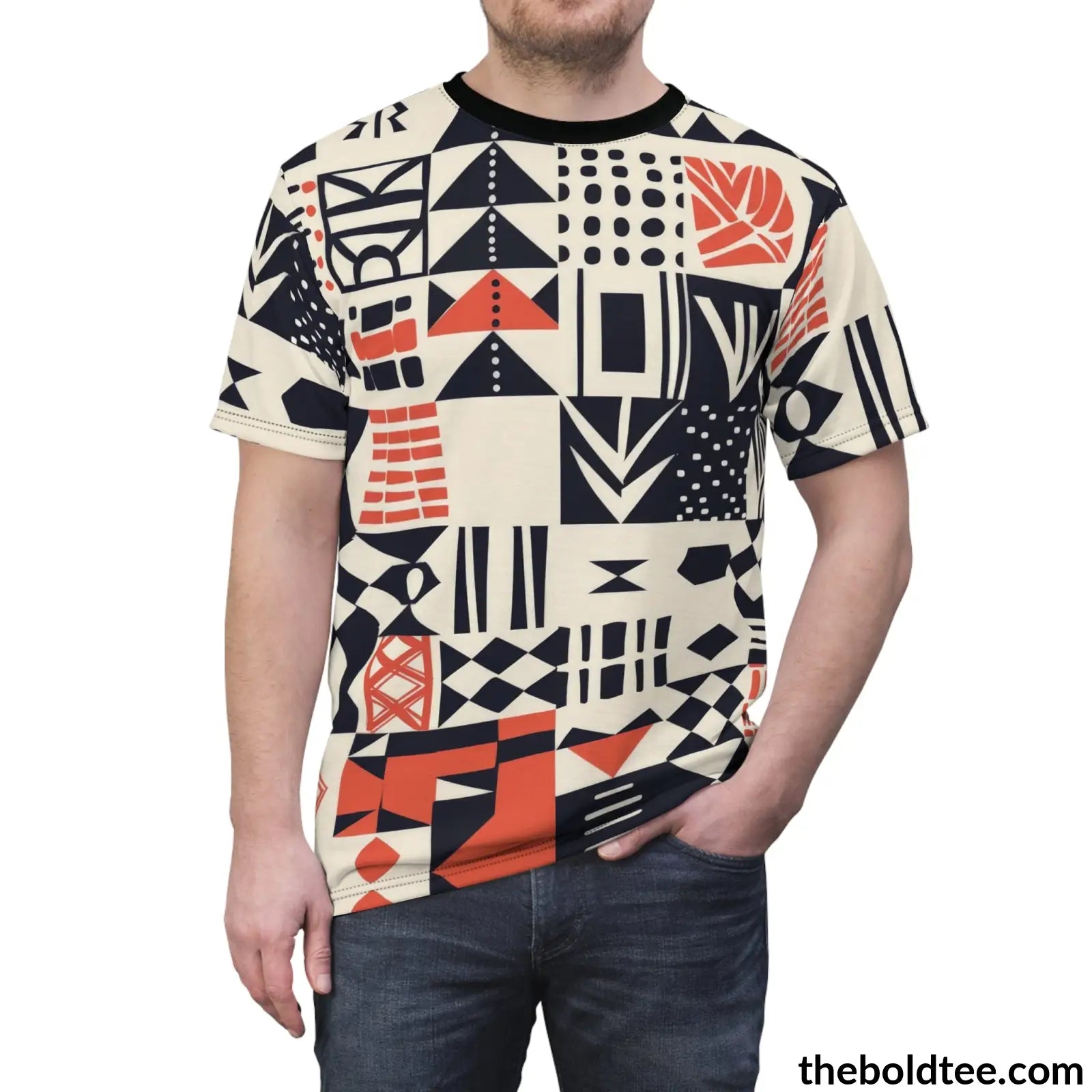 Scandinavian Pattern Tee - Premium All Over Print Crewneck Shirt Prints