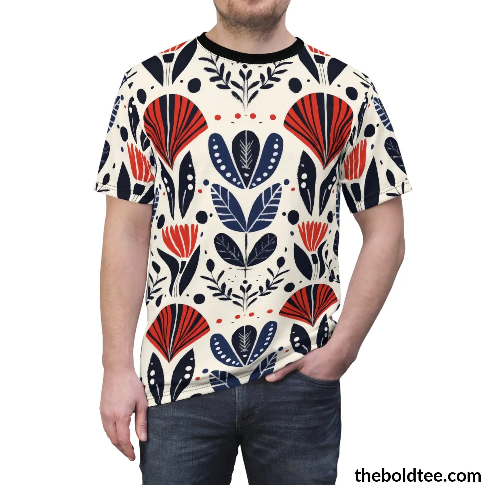 Scandinavian Pattern Tee - Premium All Over Print Crewneck Shirt Prints