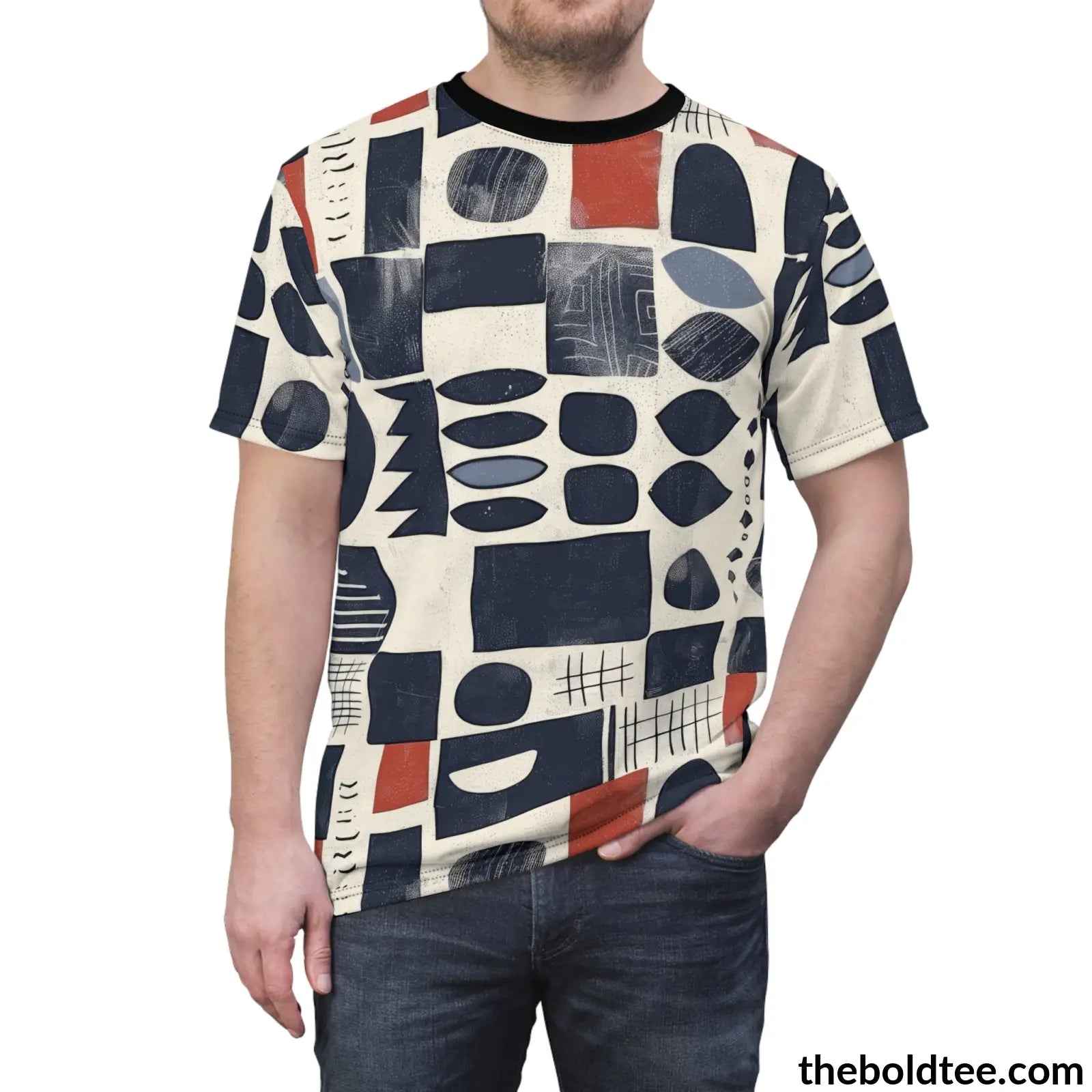 Scandinavian Pattern Tee - Premium All Over Print Crewneck Shirt Prints