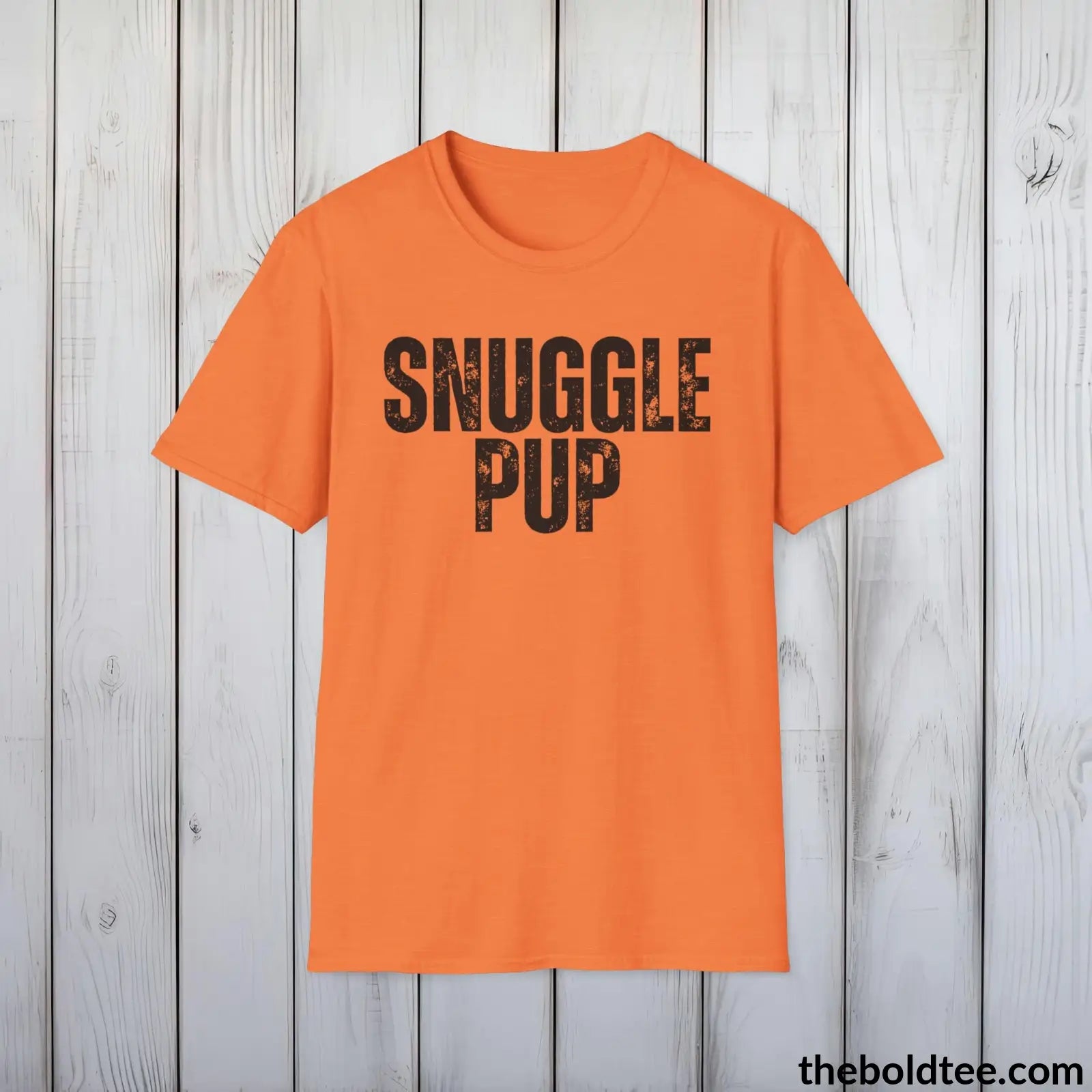 T-Shirt Heather Orange / S SNUGGLE PUP Tee - Sustainable & Soft Cotton Crewneck Unisex T-Shirt - 9 Bold Colors