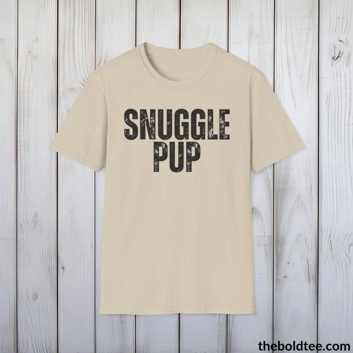 T-Shirt Sand / S SNUGGLE PUP Tee - Sustainable & Soft Cotton Crewneck Unisex T-Shirt - 9 Bold Colors