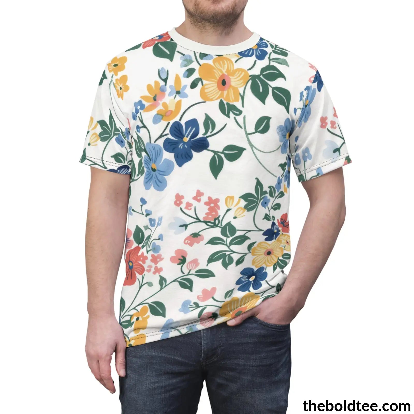 Summer Flower Tee - Premium All Over Print Crewneck Shirt Prints