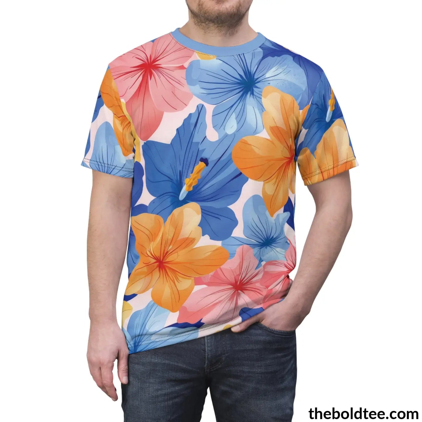 Summer Flower Tee - Premium All Over Print Crewneck Shirt Prints