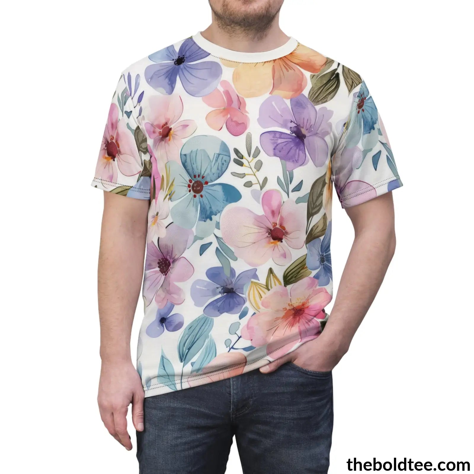 Summer Flower Tee - Premium All Over Print Crewneck Shirt Prints