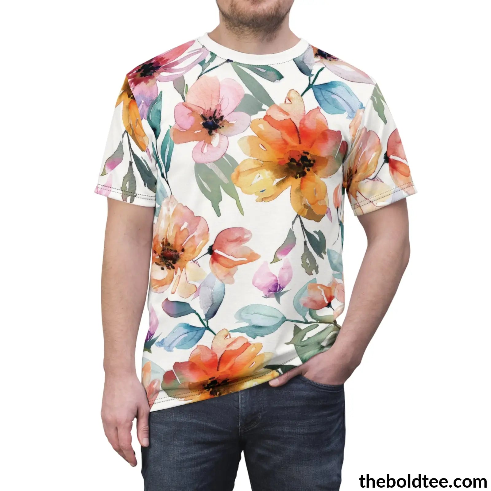 Summer Flower Tee - Premium All Over Print Crewneck Shirt Prints