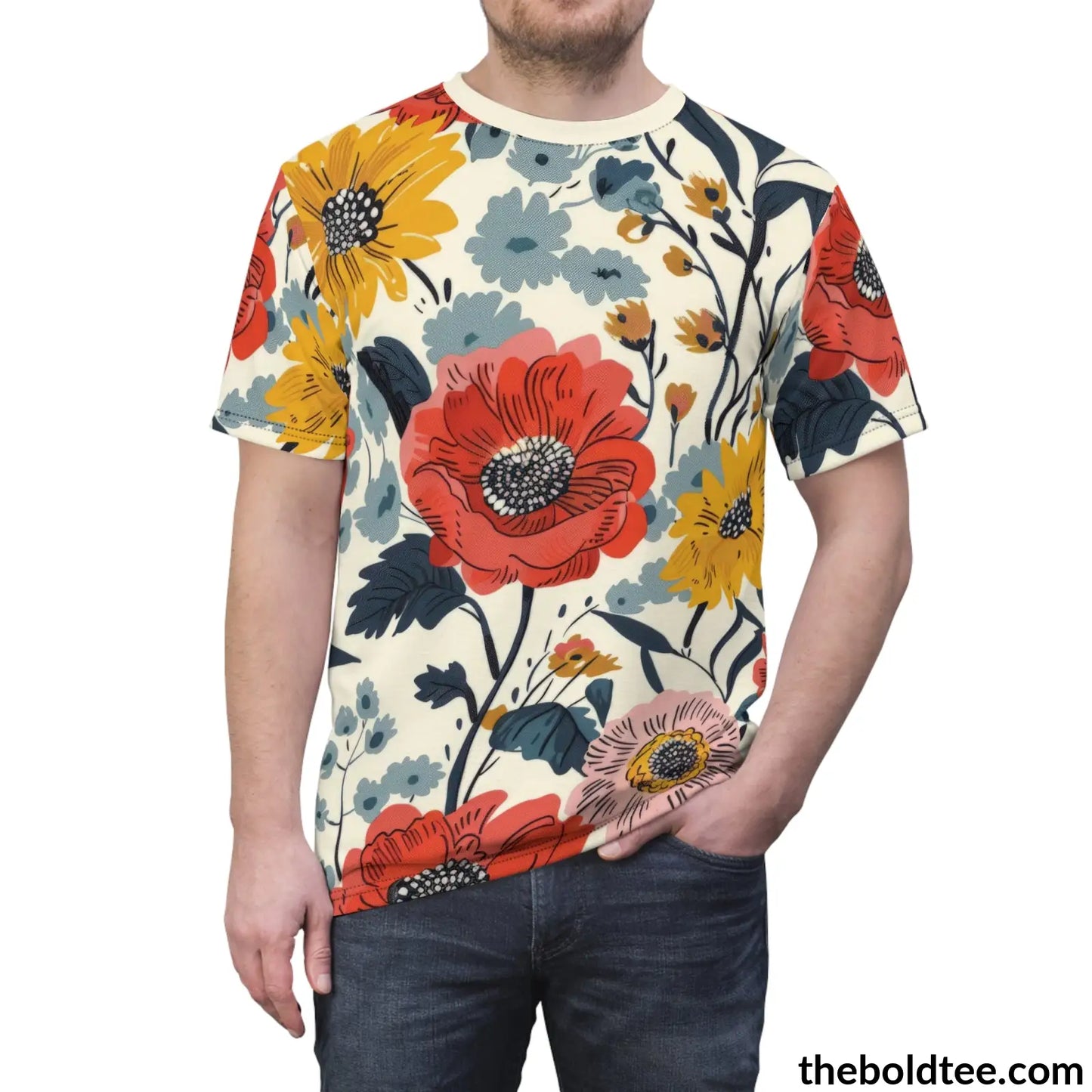 Summer Flower Tee - Premium All Over Print Crewneck Shirt Prints