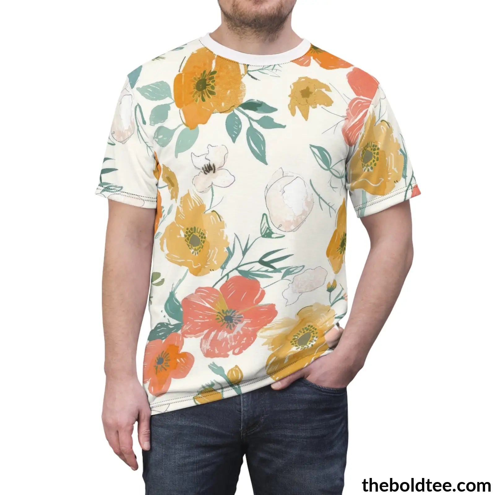 Summer Flower Tee - Premium All Over Print Crewneck Shirt Prints