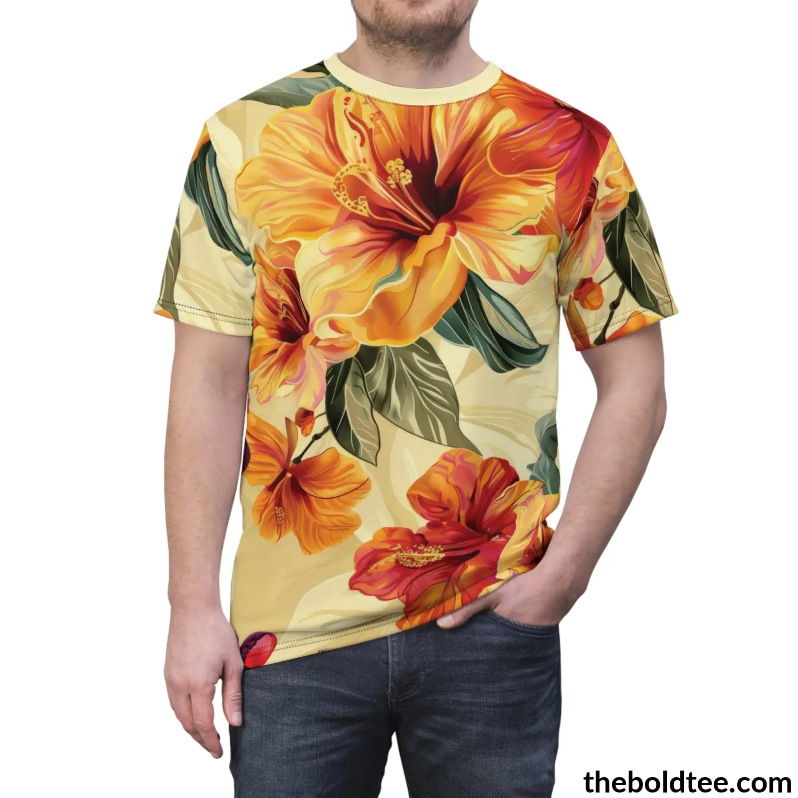 Summer Flower Tee - Premium All Over Print Crewneck Shirt Prints