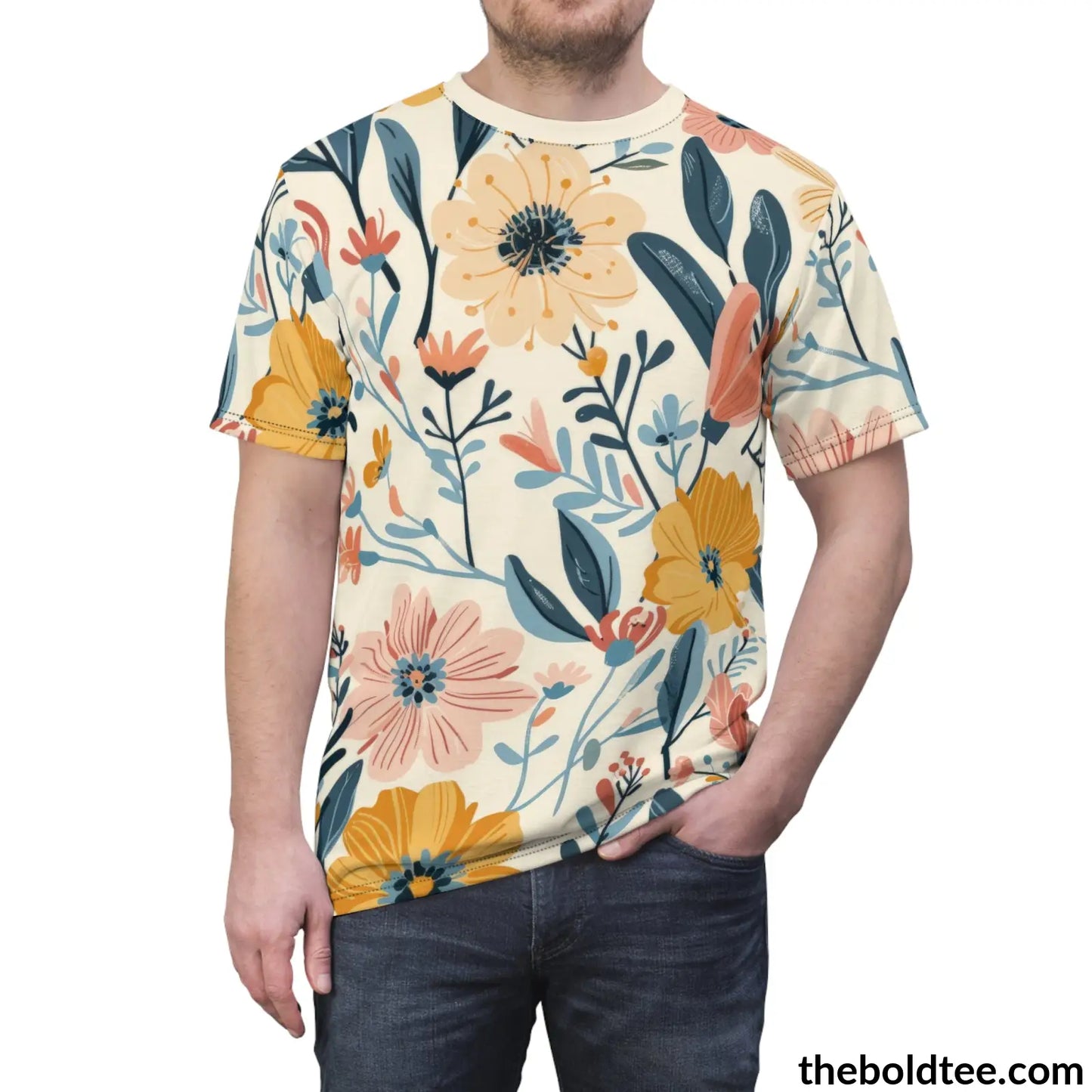 Summer Flower Tee - Premium All Over Print Crewneck Shirt Prints