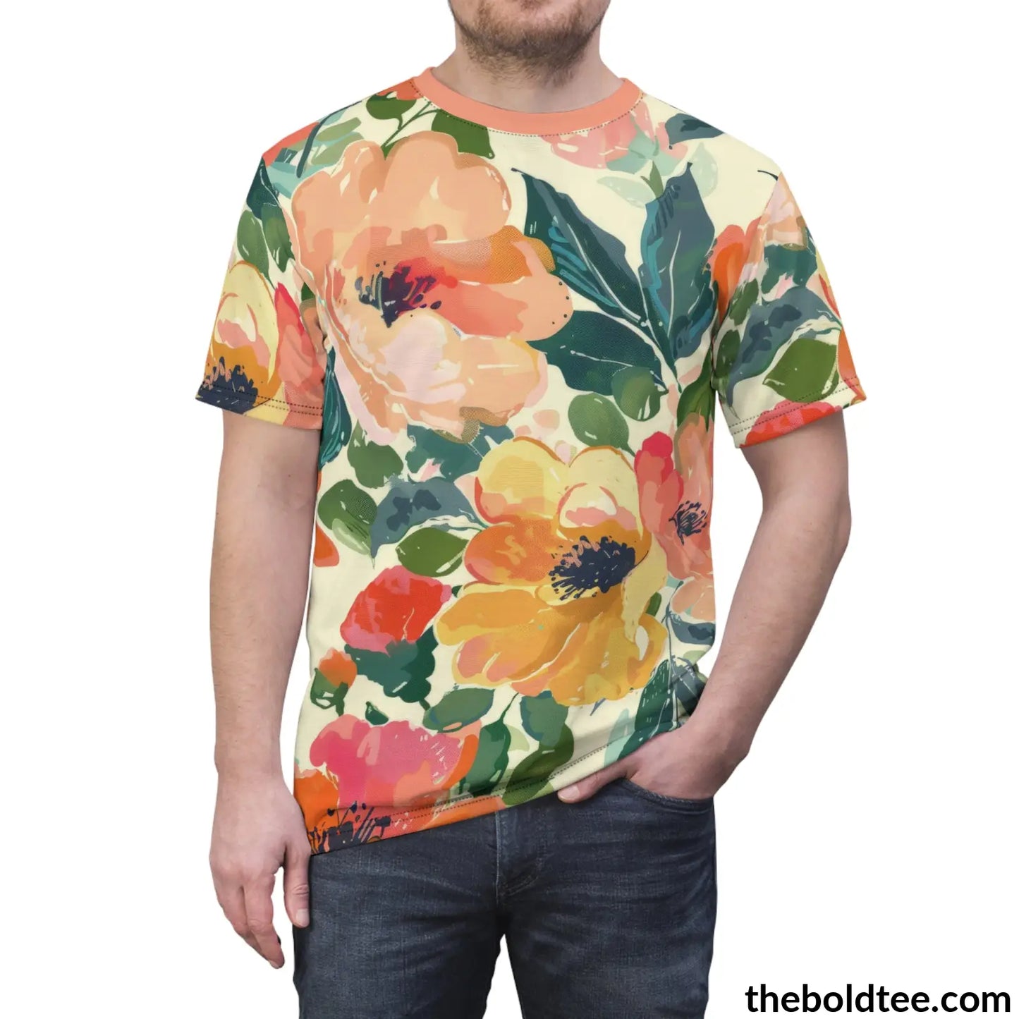 Summer Flower Tee - Premium All Over Print Crewneck Shirt Prints