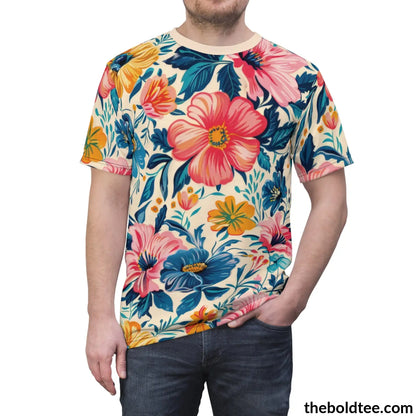 Summer Flower Tee - Premium All Over Print Crewneck Shirt Prints