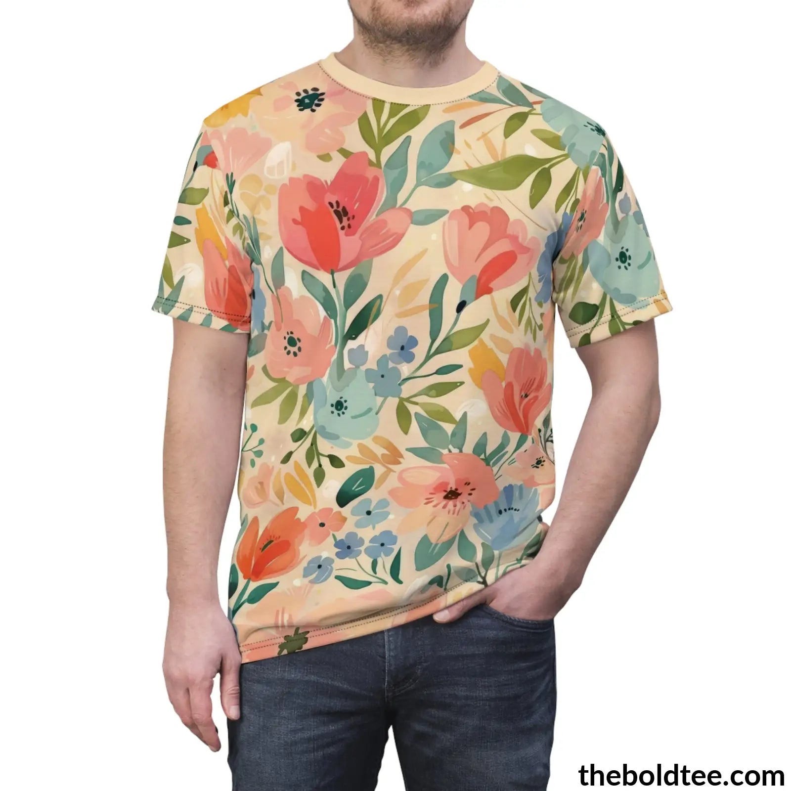 Summer Flower Tee - Premium All Over Print Crewneck Shirt Prints