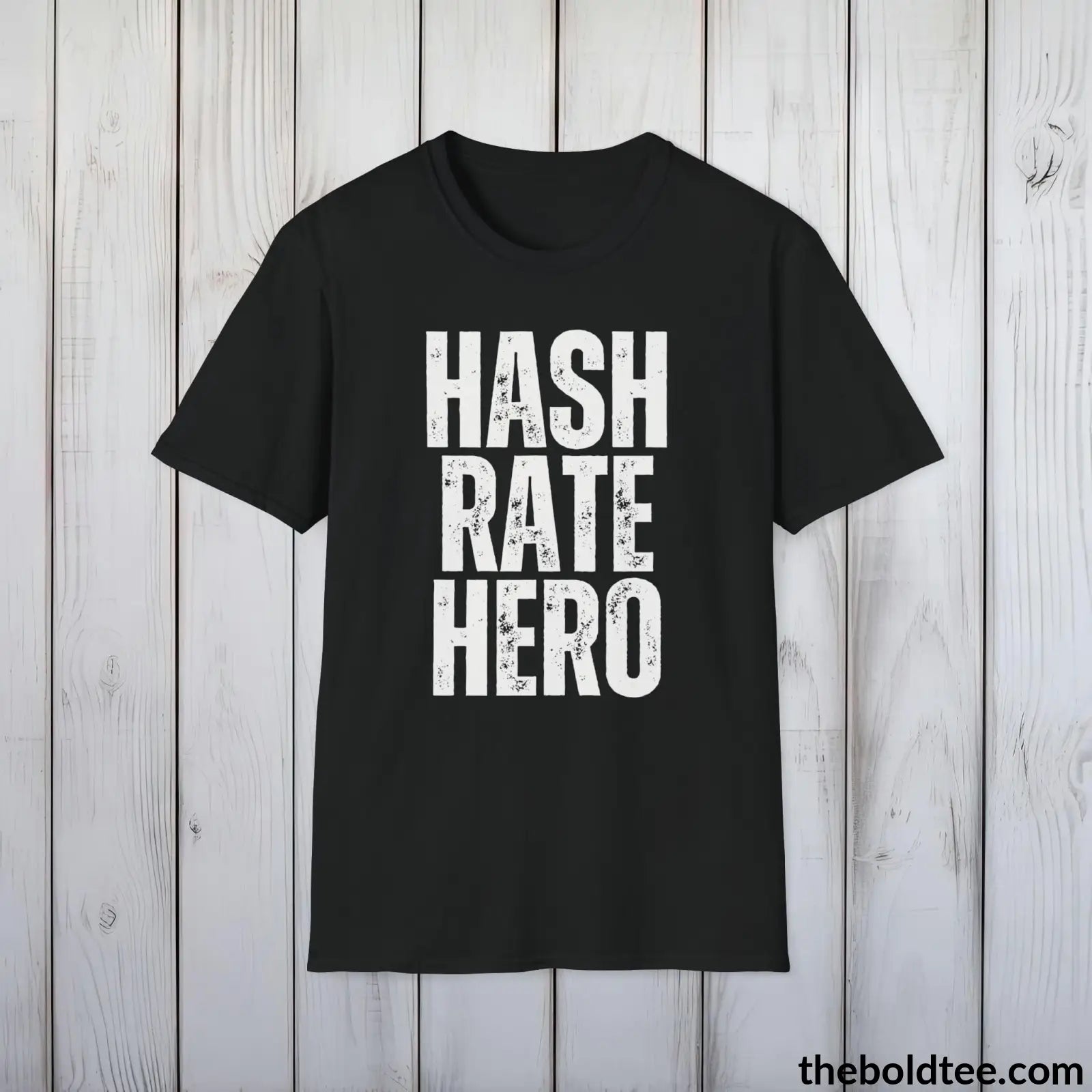 T-Shirt Black / S HASH RATE HERO Cryptocurrency Tee - Premium Cotton Crewneck Unisex T-Shirt - 9 Bold Colors