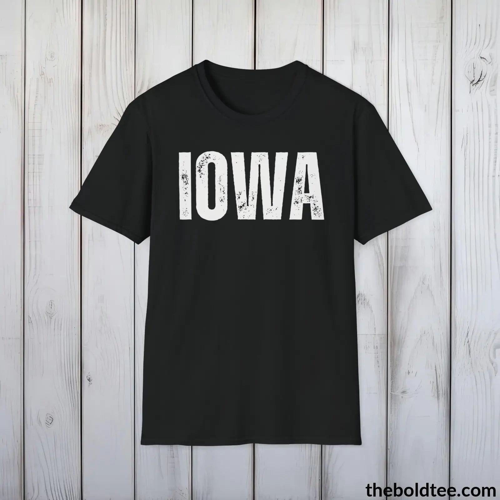 T-Shirt Black / S IOWA Tee - Casual, Sustainable & Soft Cotton Crewneck Unisex T-Shirt - 9 Bold Colors