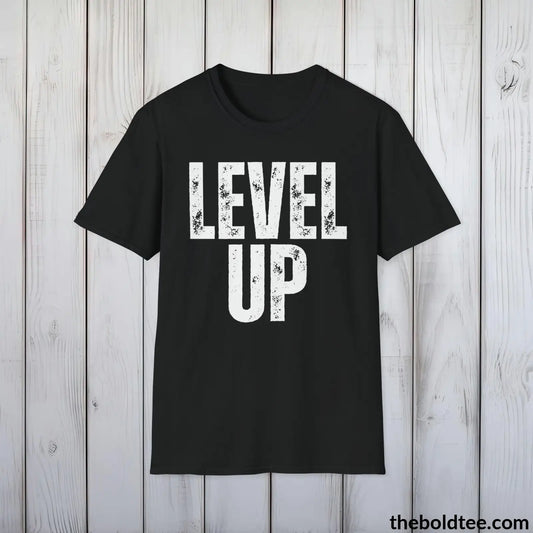 T-Shirt Black / S LEVEL UP Gamer Tee - Sustainable & Soft Cotton Crewneck Unisex T-Shirt - 9 Bold Colors