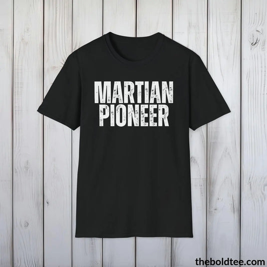 T-Shirt Black / S MARTIAN PIONEER Space Tee - Casual, Sustainable & Soft Cotton Crewneck Unisex T-Shirt - 9 Bold Colors
