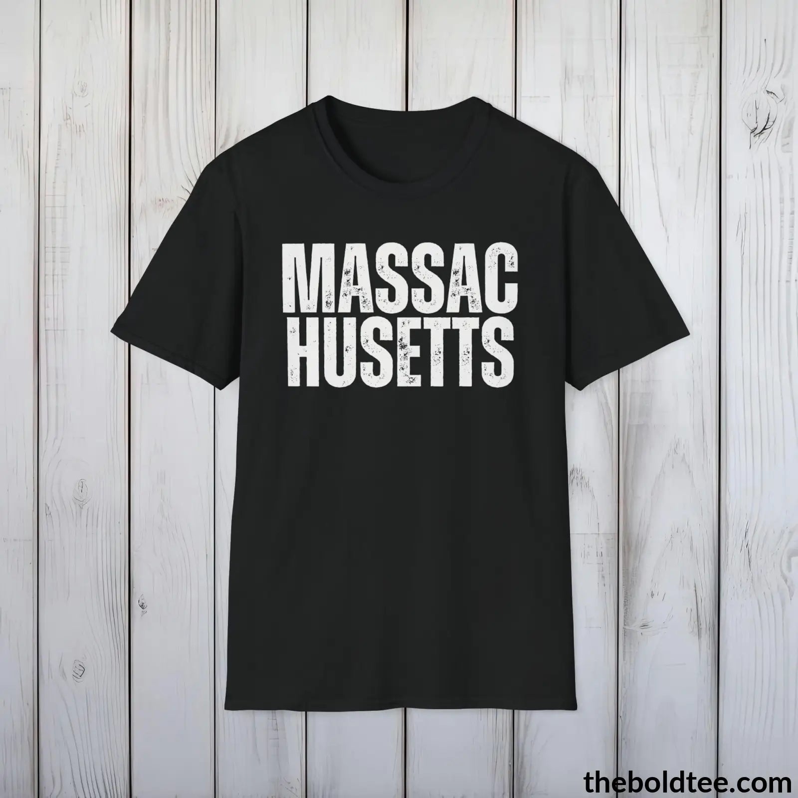 T-Shirt Black / S MASSACHUSETTS Tee - Casual, Sustainable & Soft Cotton Crewneck Unisex T-Shirt - 9 Bold Colors