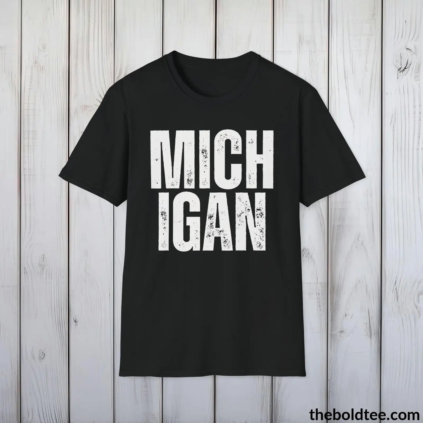 T-Shirt Black / S MICHIGAN Tee - Casual, Sustainable & Soft Cotton Crewneck Unisex T-Shirt - 9 Bold Colors