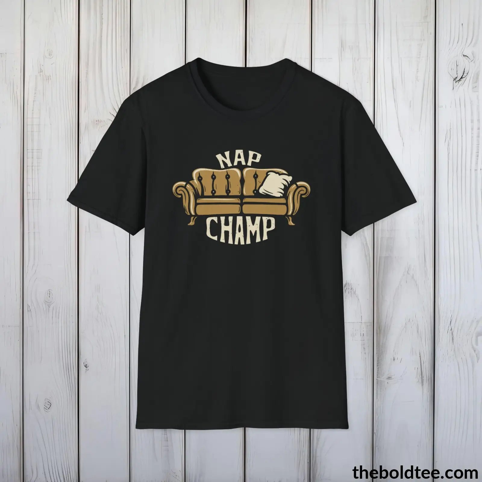 T-Shirt Black / S Nap Champ Lounge T-Shirt - Sleepy Dad's Favorite Tee - Perfect Dad Gift - Ultimate Comfort in Black, Grey or Navy