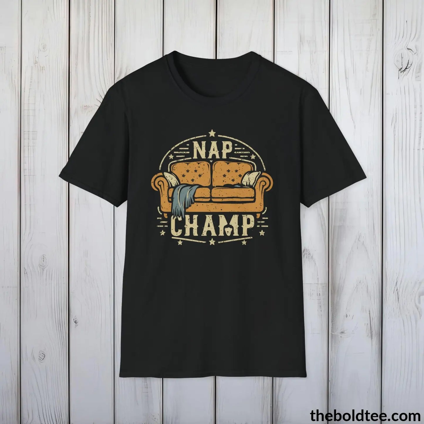 T-Shirt Black / S Nap Champ Lounge T-Shirt - Sleepy Dad's Favorite Tee - Perfect Dad Gift - Ultimate Comfort in Black, Grey or Navy