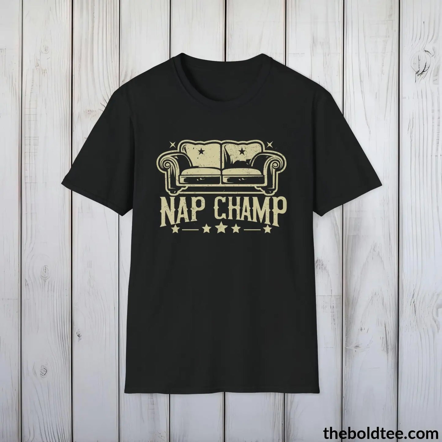 T-Shirt Black / S Nap Champ Lounge T-Shirt - Sleepy Dad's Favorite Tee - Perfect Dad Gift - Ultimate Comfort in Black, Grey or Navy